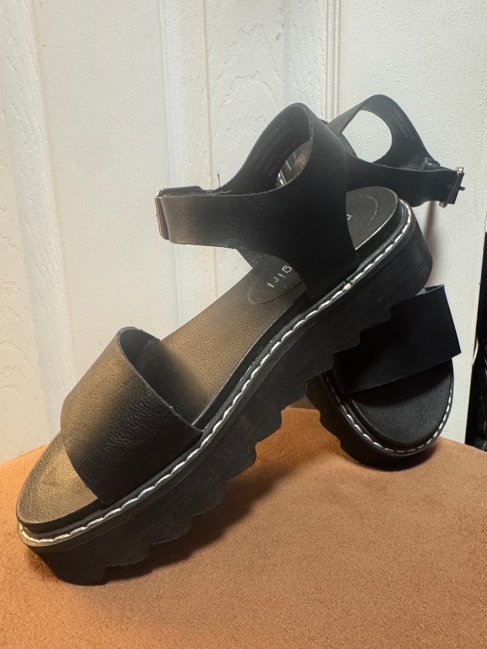 Madden Girl Black Platform Sandals with Chunky Lug Sole